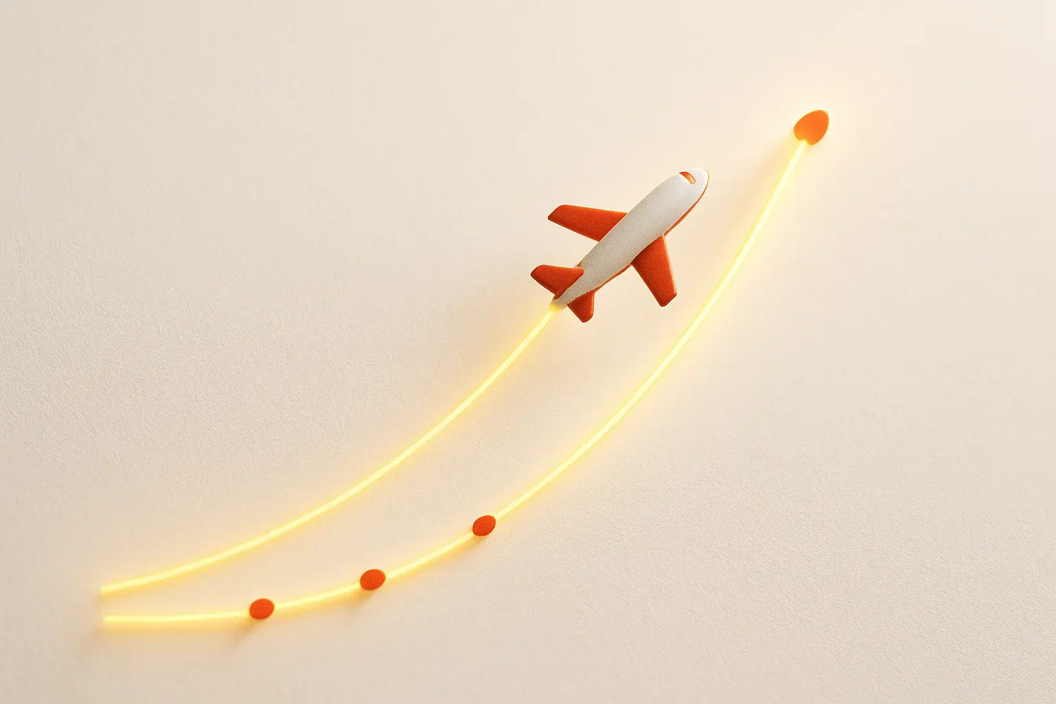 Plane ascending with glowing multiplier curve on white background